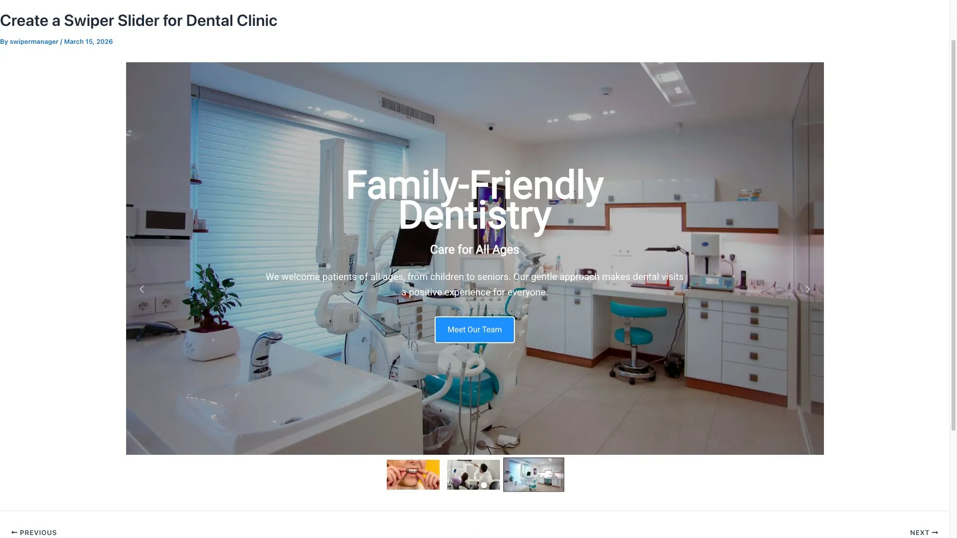 Create a Swiper Slider for Dental Clinic